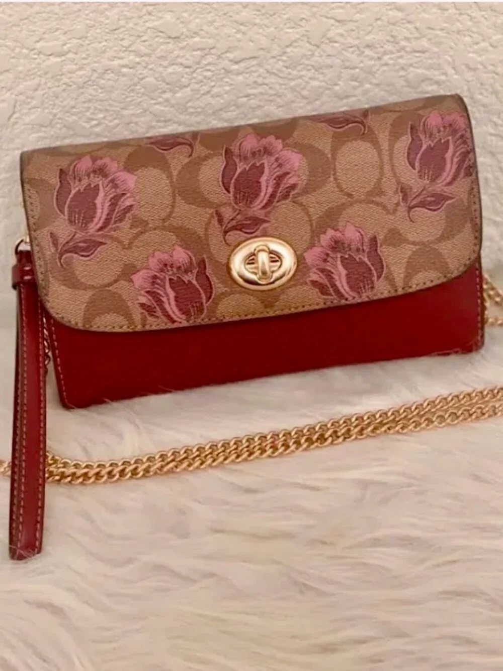 Coach Desert Tulip Print Chain Crossbody